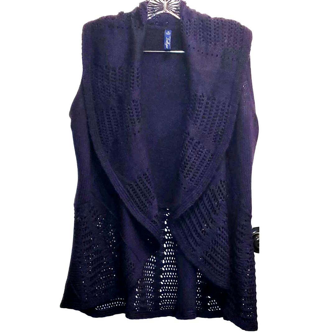 INDIGO Great Northwest Purple Crochet Knit Sweater Vest Size Medium